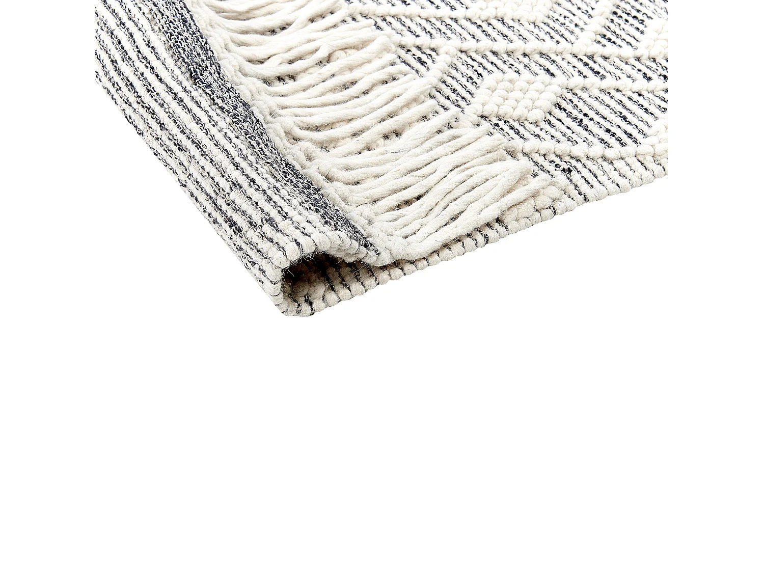 Alfombra de lana negro/blanco crema 160 x 230 cm KAVAK