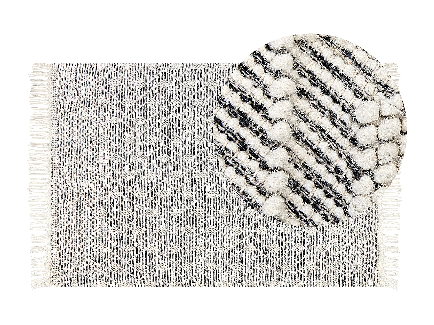 Vloerkleed wol zwart/wit 160 x 230 cm KAVAK