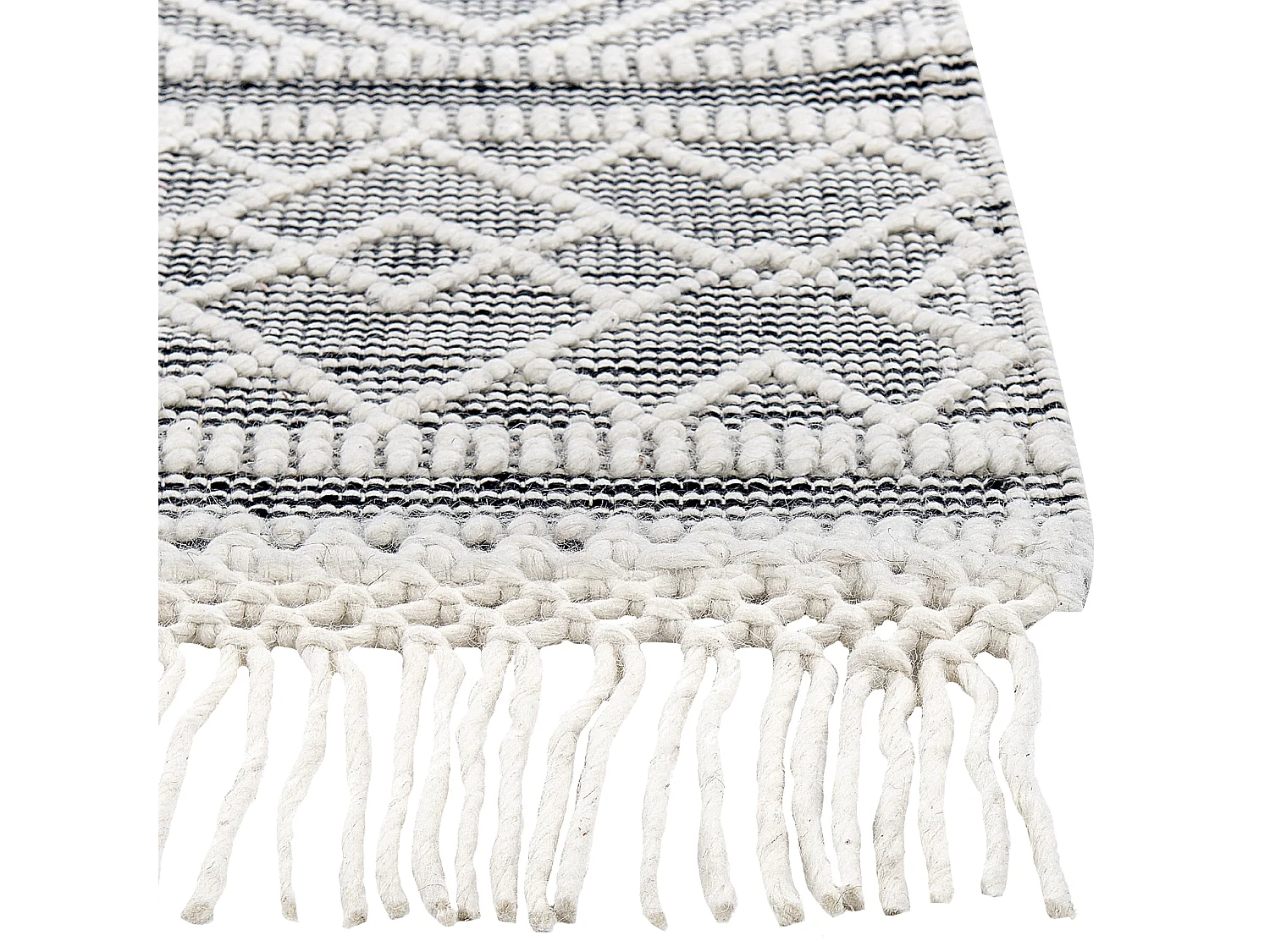 Vloerkleed wol zwart/wit 160 x 230 cm KAVAK