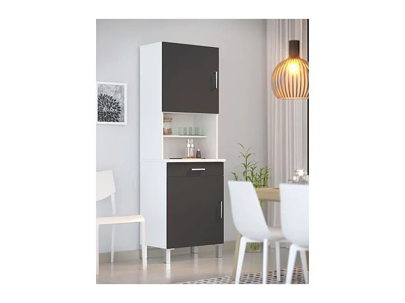ECO Buffet de cuisine L 60 cm - Gris et blanc mat
