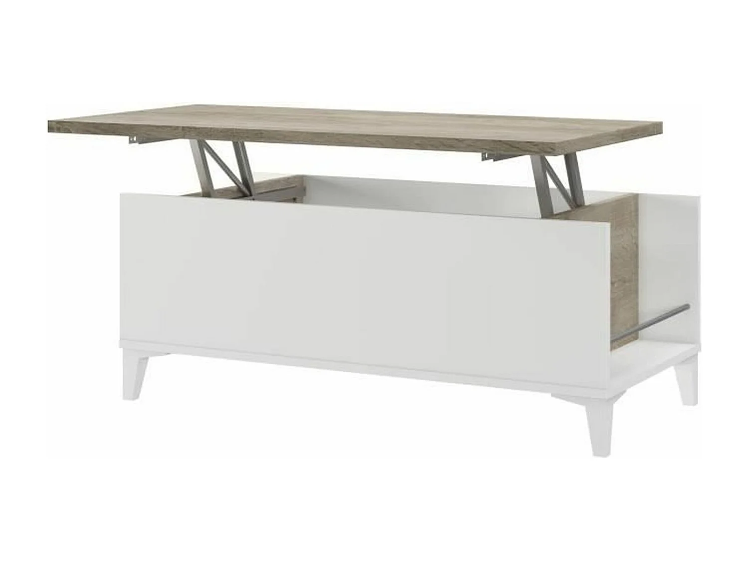 Table basse avec plateau relevable - Blanc/Chene - 100 x 50/72 x 42/55 cm - EVAN