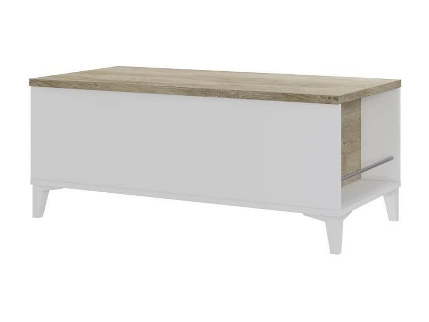 Table basse avec plateau relevable - Blanc/Chene - 100 x 50/72 x 42/55 cm - EVAN