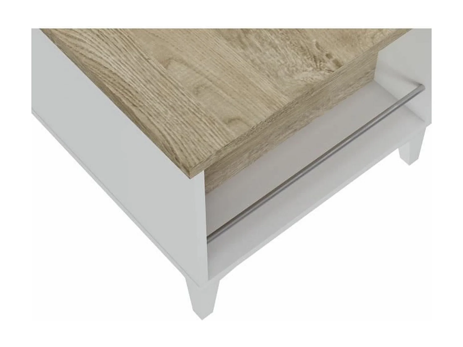 Table basse avec plateau relevable - Blanc/Chene - 100 x 50/72 x 42/55 cm - EVAN