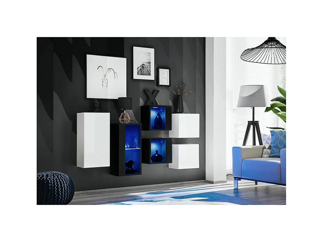 Meuble de Rangement "Switch IV" 320cm Blanc & Noir