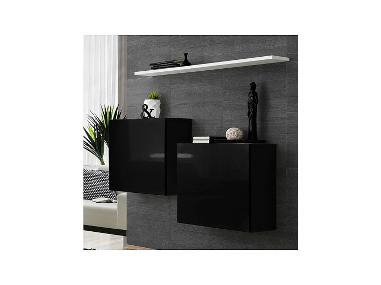 Lot de 2 Blocs & Étagère "Switch SBI" 130cm Noir & Blanc