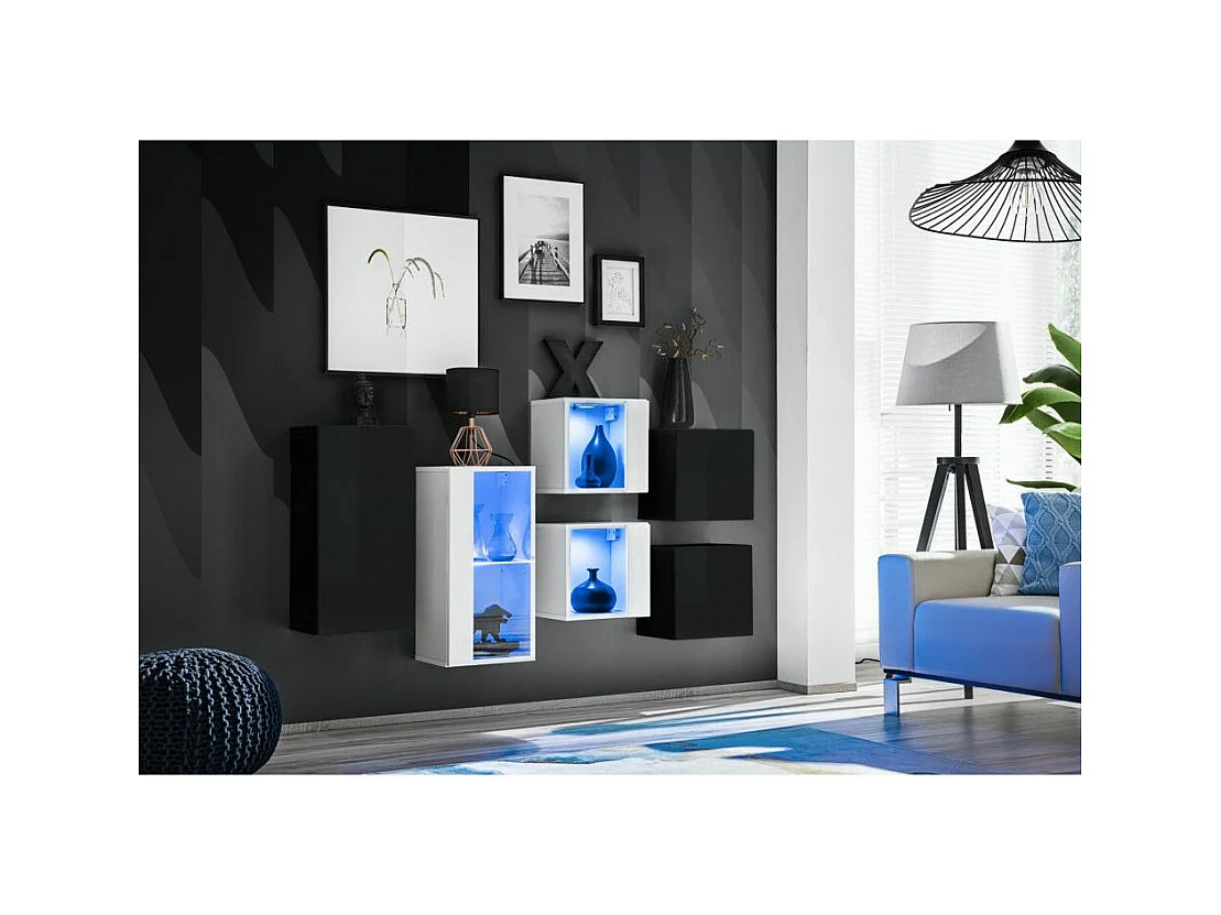 Meuble de Rangement "Switch IV" 320cm Noir & Blanc