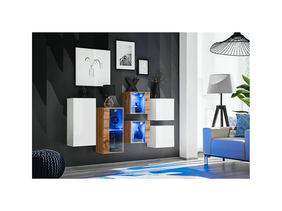 Meuble de Rangement "Switch SBIV" 320cm Blanc & Naturel