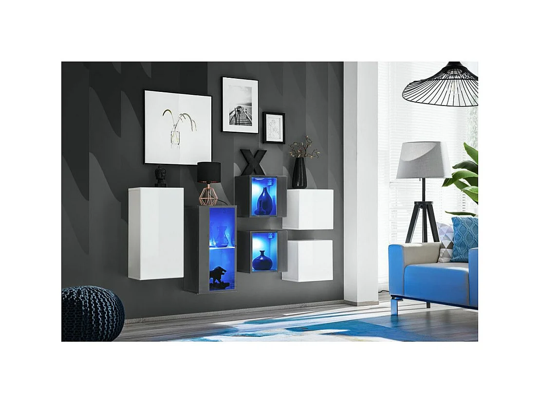 Meuble de Rangement "Switch SBIV" 320cm Blanc & Gris