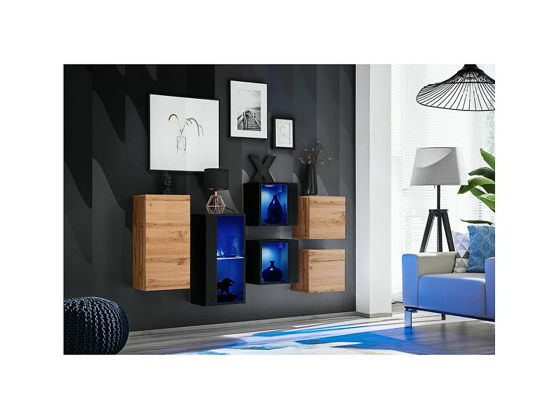Meuble de Rangement "Switch SBIV" 320cm Naturel & Noir