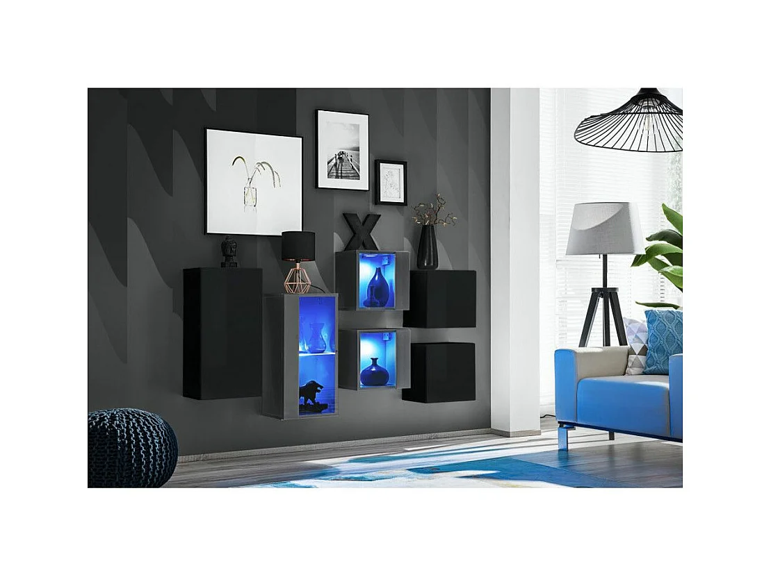 Meuble de Rangement "Switch SBIV" 320cm Noir & Gris