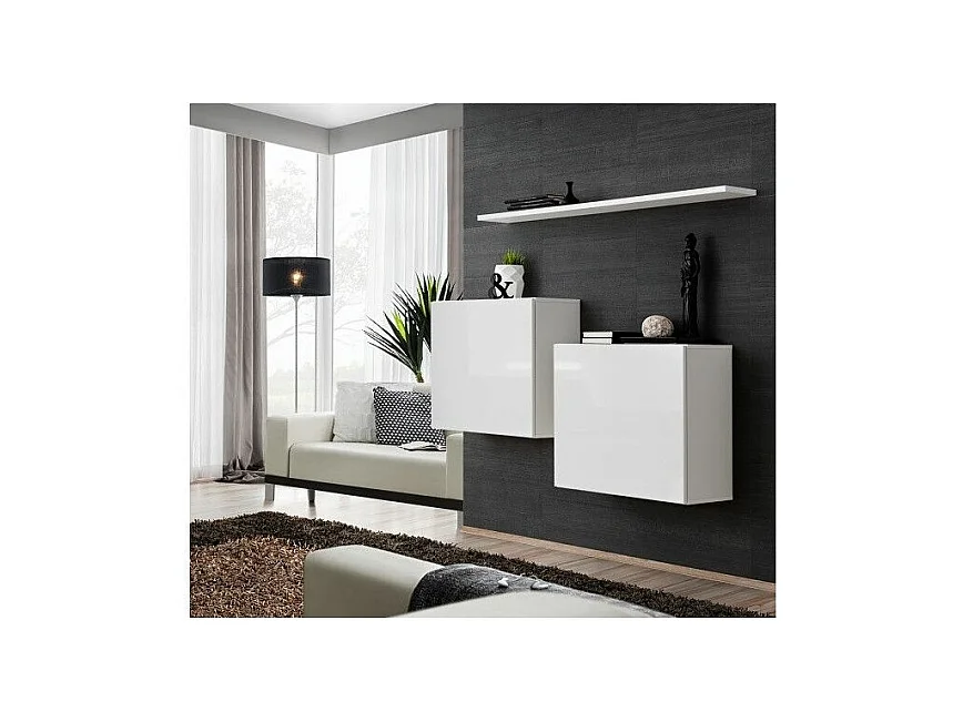 Lot de 2 Blocs & Étagère "Switch SBI" 130cm Blanc