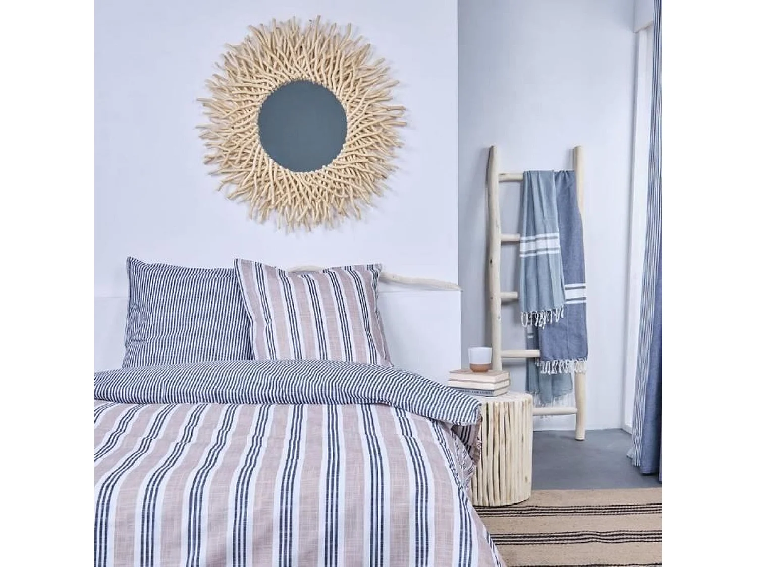 Completo letto 220 x 240 cm cotone stampato a righe