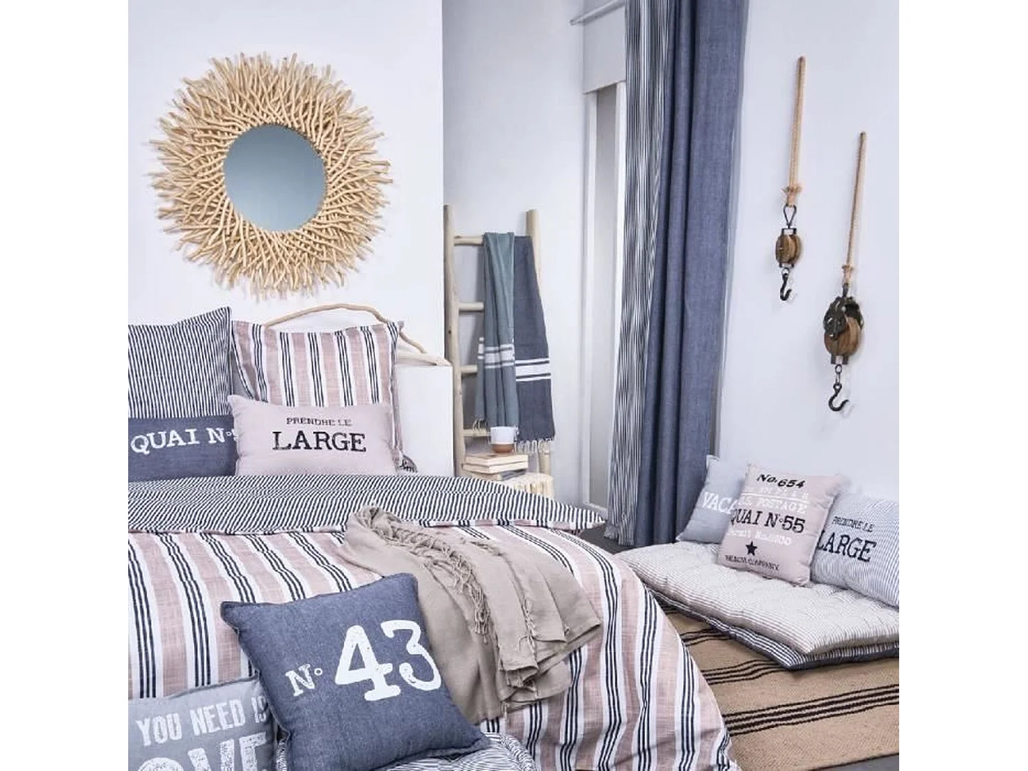 Completo letto 220 x 240 cm cotone stampato a righe