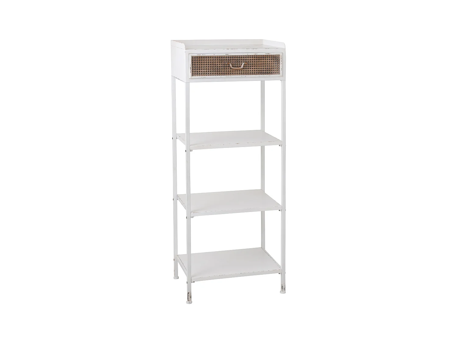 Étagère 3 Niveaux & 1 Tiroir "Ludmila" 140cm Blanc