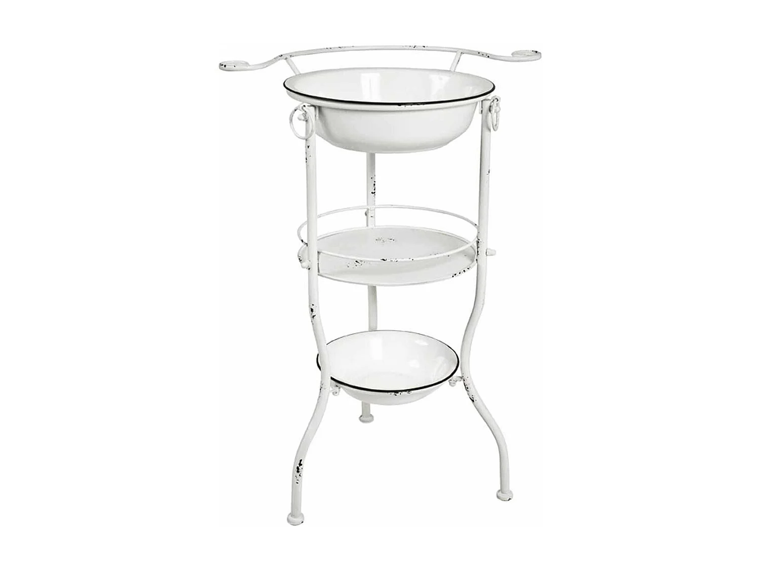 Étagère 3 Niveaux Vintage "Bassines" 85cm Blanc