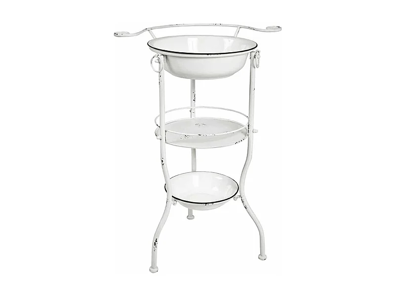 Étagère 3 Niveaux Vintage "Bassines" 85cm Blanc