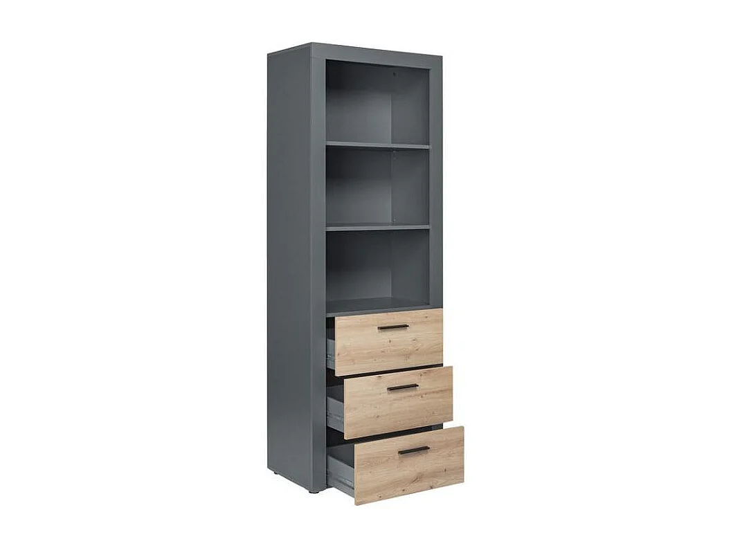 Corbeto Regal 3 Schubladen, 3 offene Fächer anthrazit, eiche Artisan Dekor.