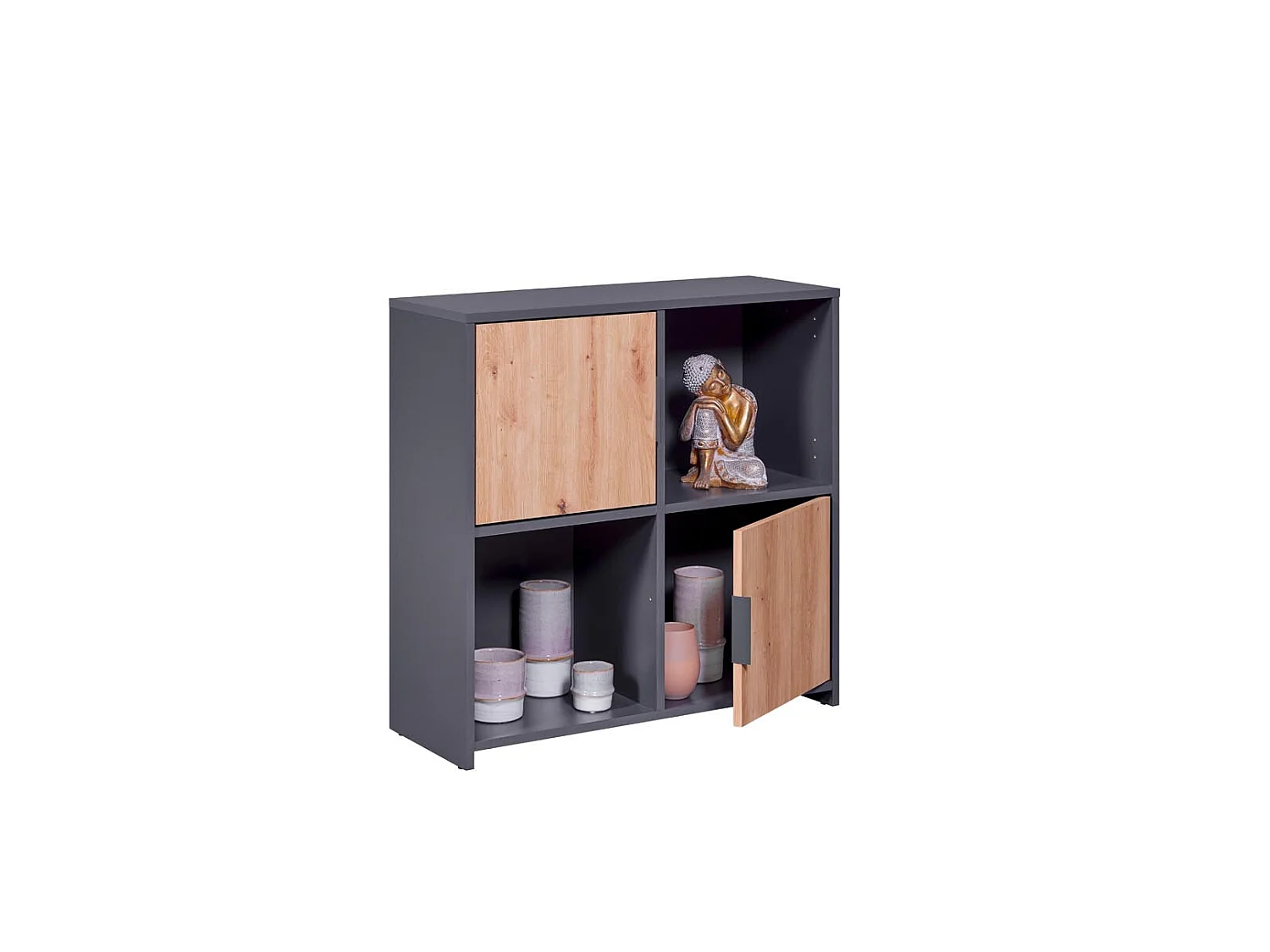 Pepeto wandkast 2 deuren, 2 planken grijs, Artisan eik decor.