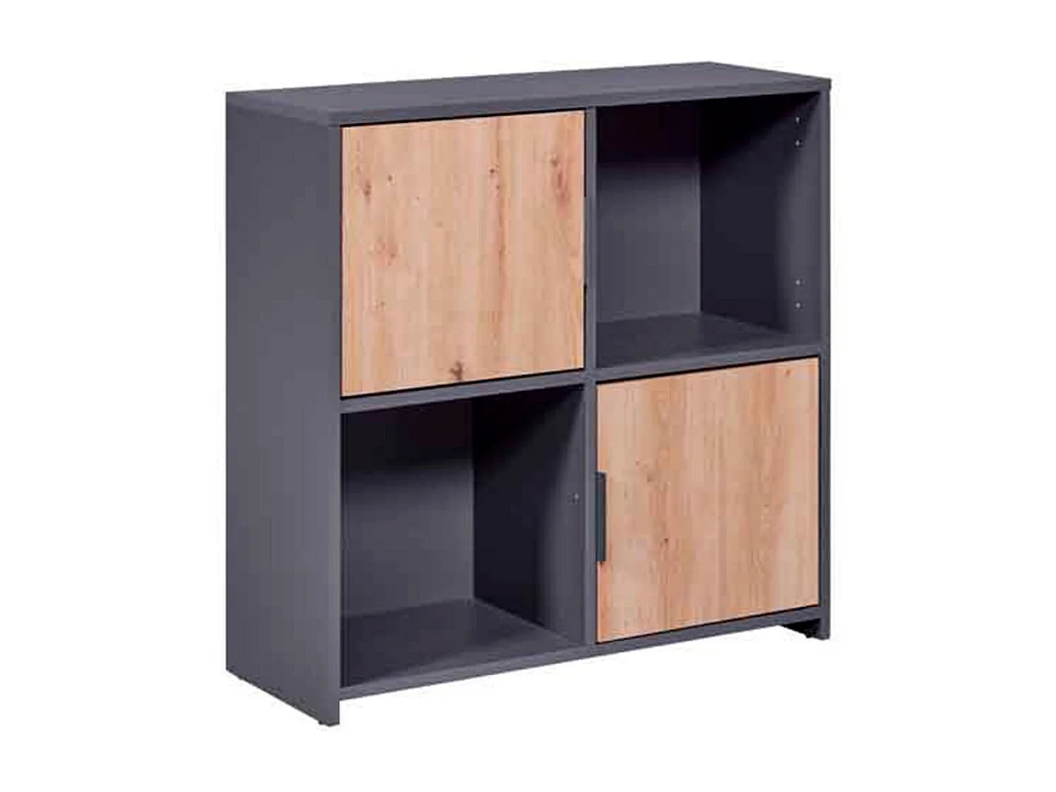 Étagère 2 Portes "Gemeno" 77cm Gris & Chêne