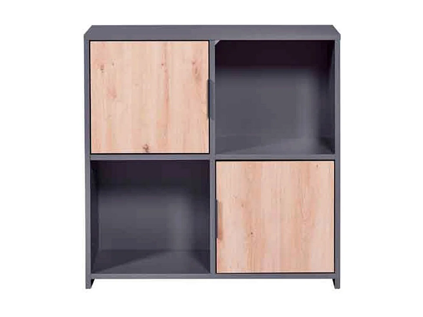 Étagère 2 Portes "Gemeno" 77cm Gris & Chêne