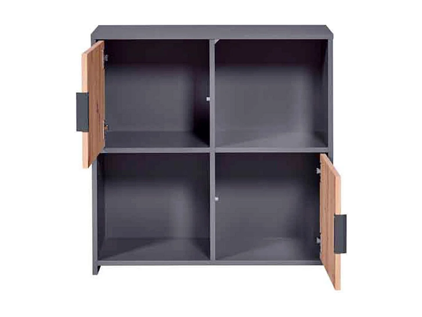 Étagère 2 Portes "Gemeno" 77cm Gris & Chêne