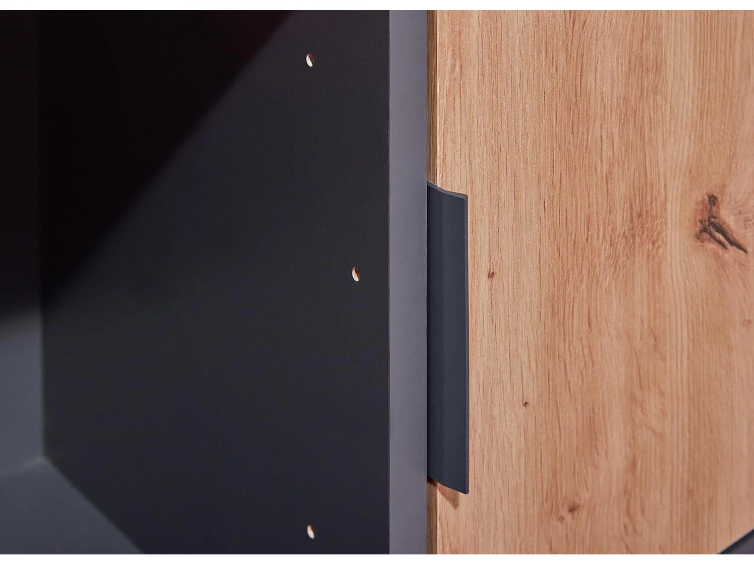 Étagère 2 Portes "Gemeno" 77cm Gris & Chêne