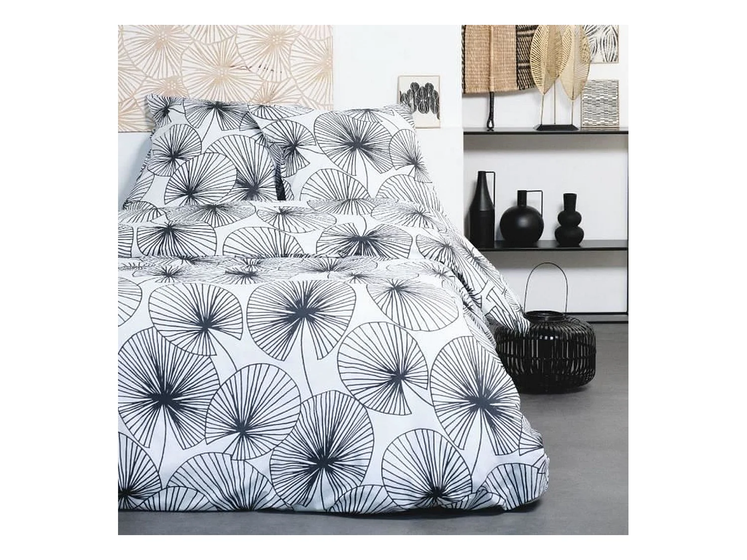 Parure de lit - 260 x 240 cm - coton imprimé floral
