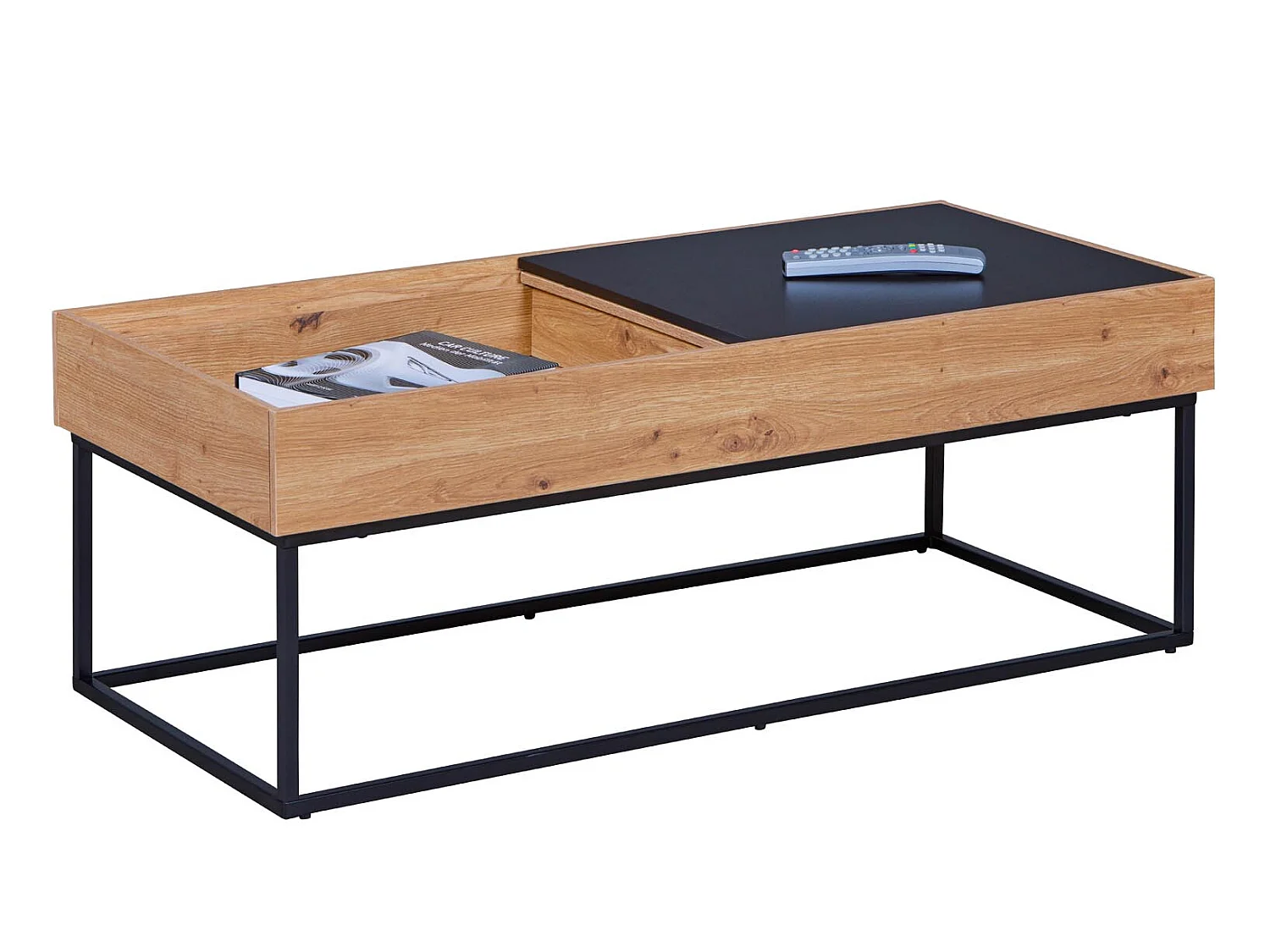 Filora salontafel met opslag grijs, Artisan eik decor.