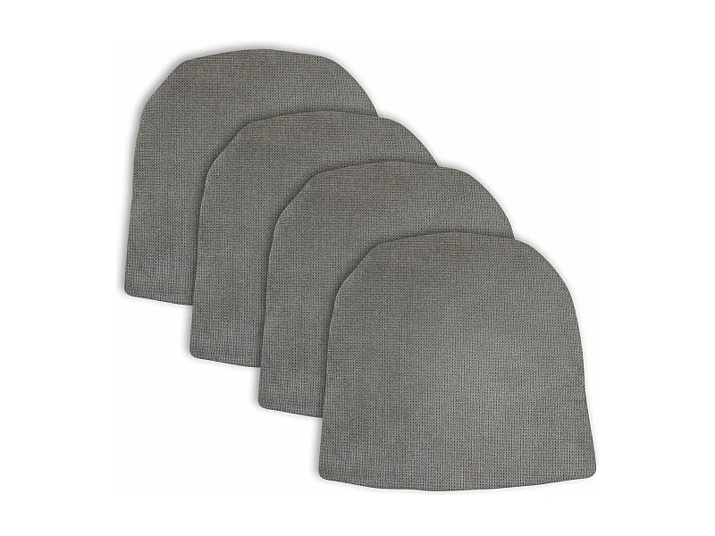 Lot de 4 coussins d'assise AZARA pour chaise d'intérieur, coussin antidérapant en tissu gris