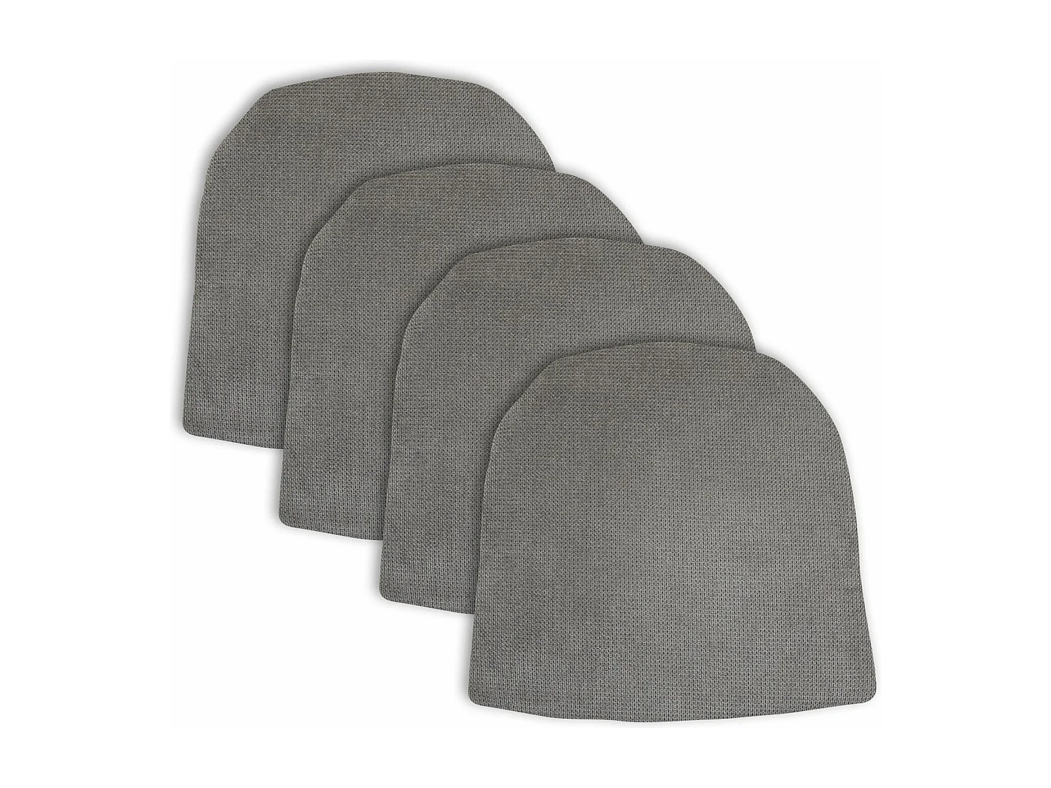 Lot de 4 coussins d'assise AZARA pour chaise d'intérieur, coussin antidérapant en tissu gris