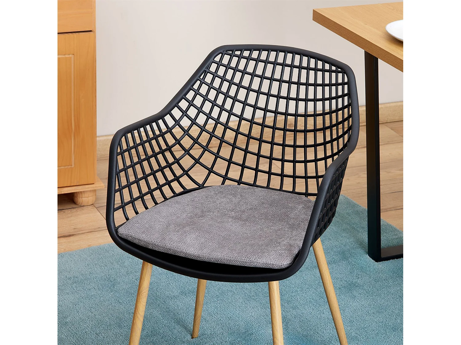 Lot de 4 coussins d'assise AZARA pour chaise d'intérieur, coussin antidérapant en tissu gris