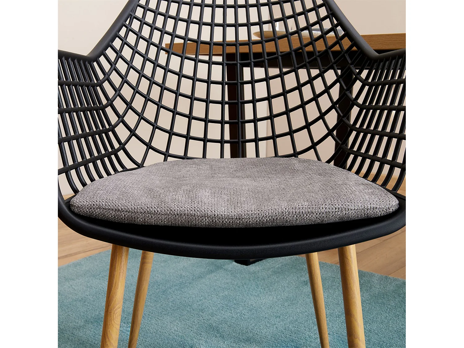 Lot de 4 coussins d'assise AZARA pour chaise d'intérieur, coussin antidérapant en tissu gris