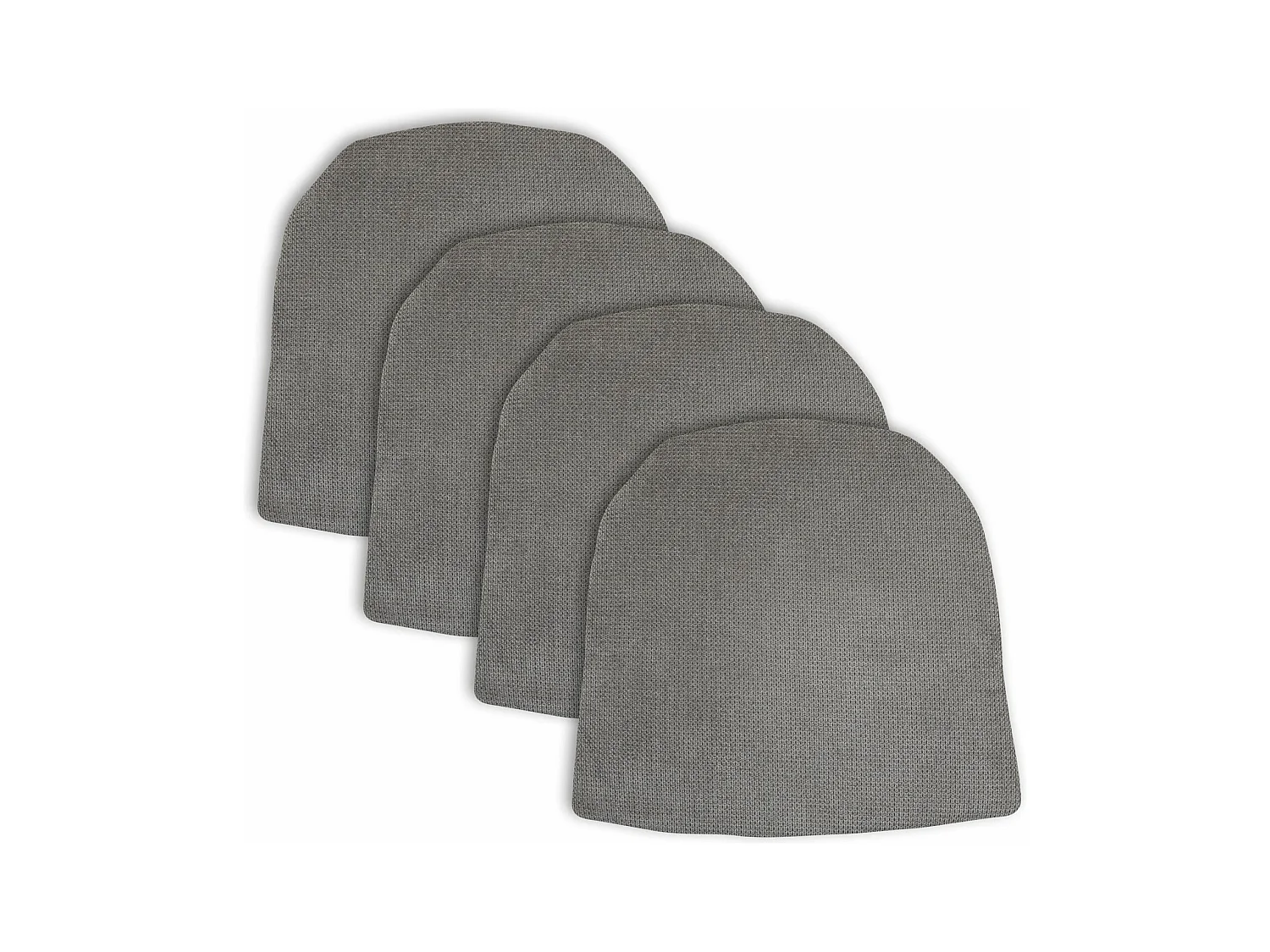 Lot de 4 coussins d'assise AZARA pour chaise d'intérieur, coussin antidérapant en tissu gris