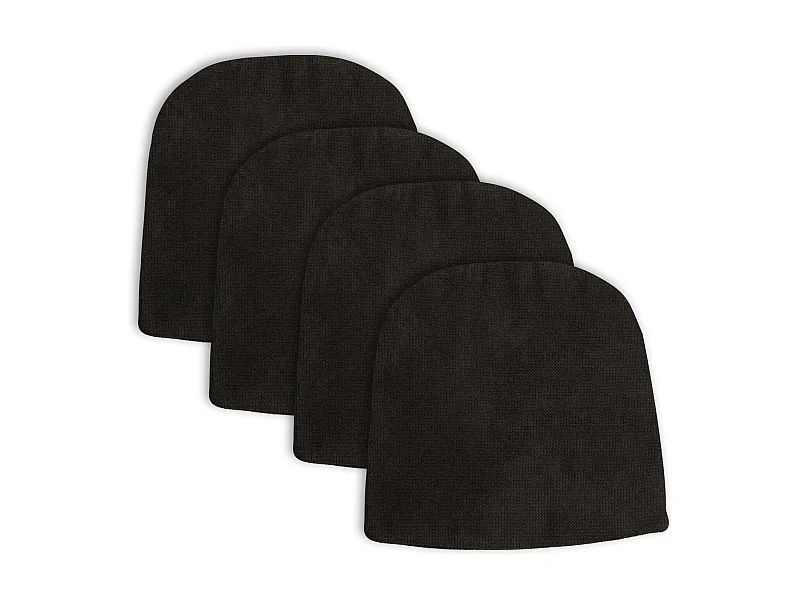 Lot de 4 coussins d'assise AZARA pour chaise d'intérieur, coussin antidérapant en tissu noir
