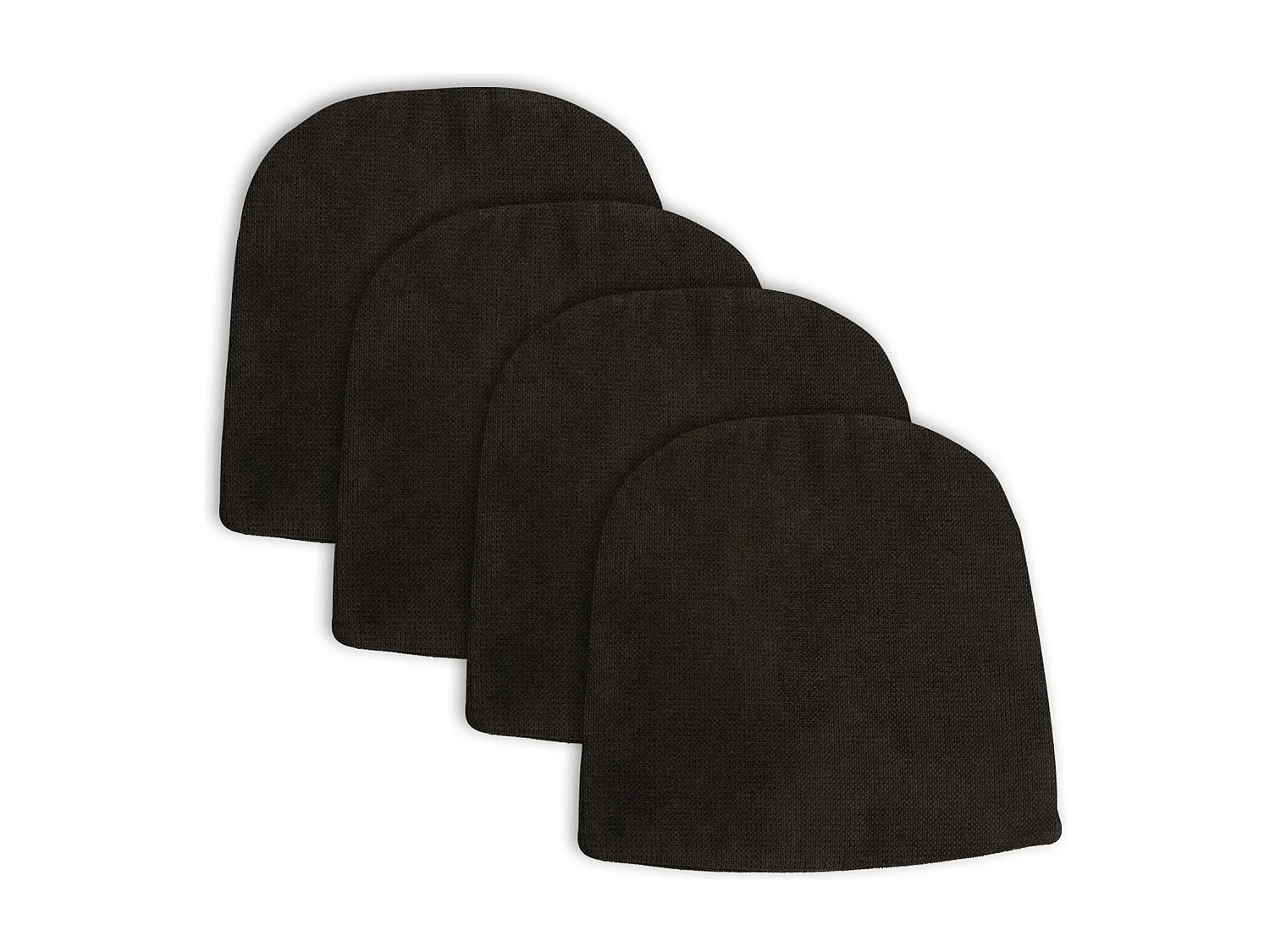 Lot de 4 coussins d'assise AZARA pour chaise d'intérieur, coussin antidérapant en tissu noir