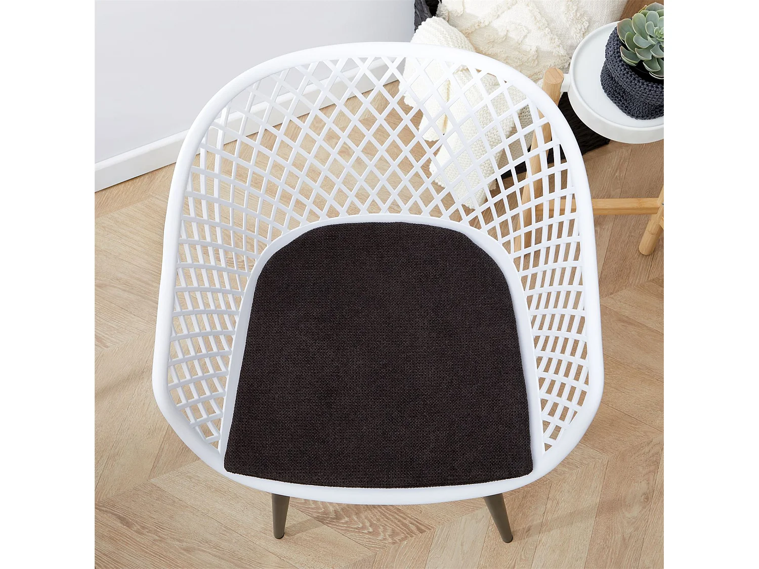 Lot de 4 coussins d'assise AZARA pour chaise d'intérieur, coussin antidérapant en tissu noir