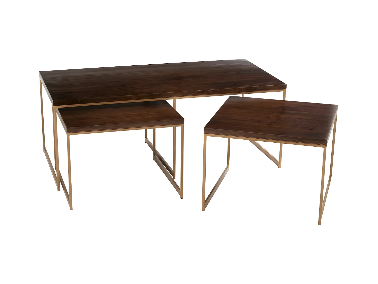 Table Basse 3 Parties Design "Rafi" 120cm Marron
