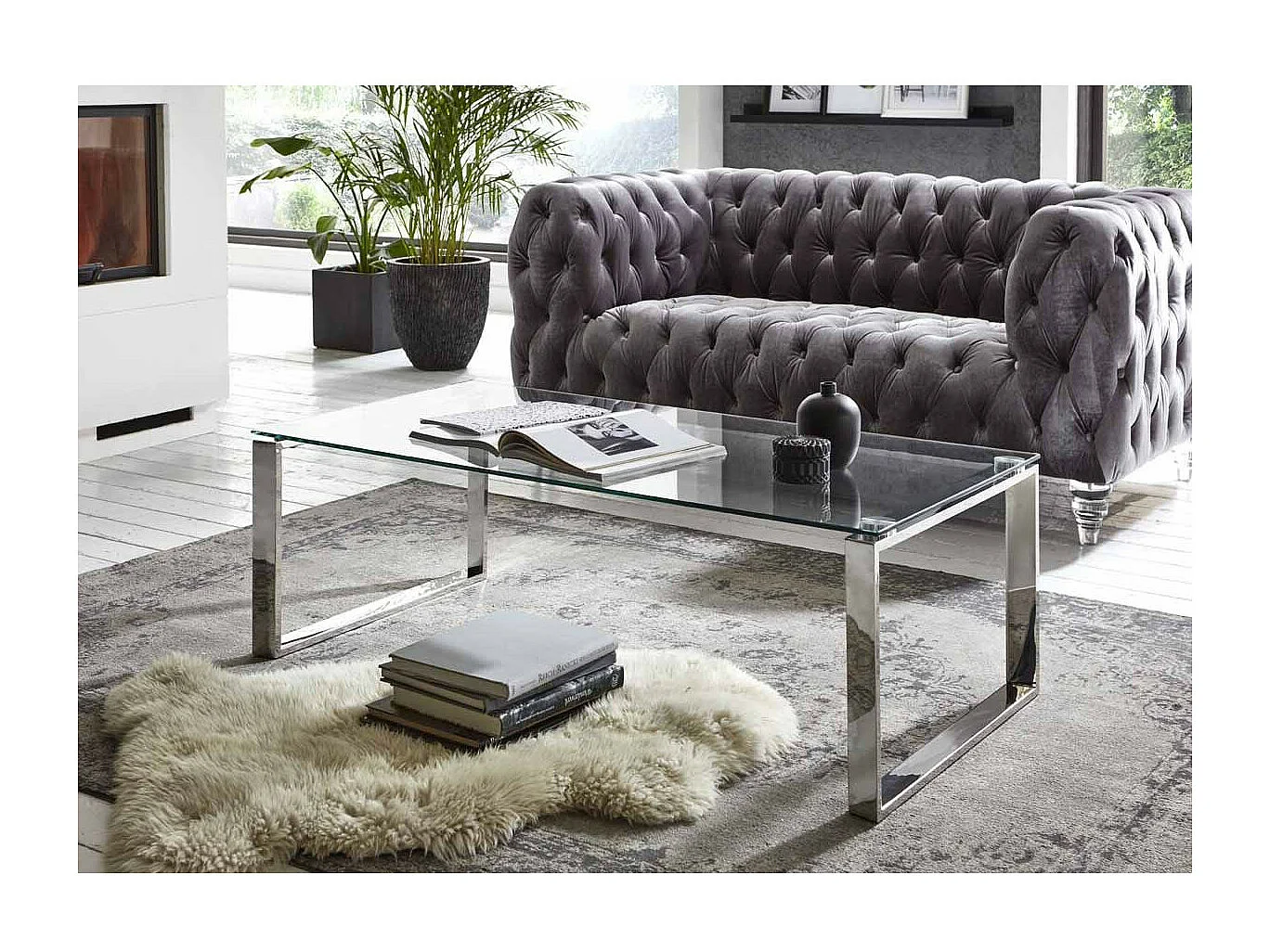 Table Basse Design "Hytin" 120cm Argent