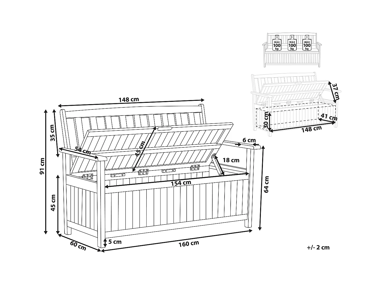 Ławka ogrodowa SOVANA 160 cm ze schowkiem Drewno akacjowe Brązowy