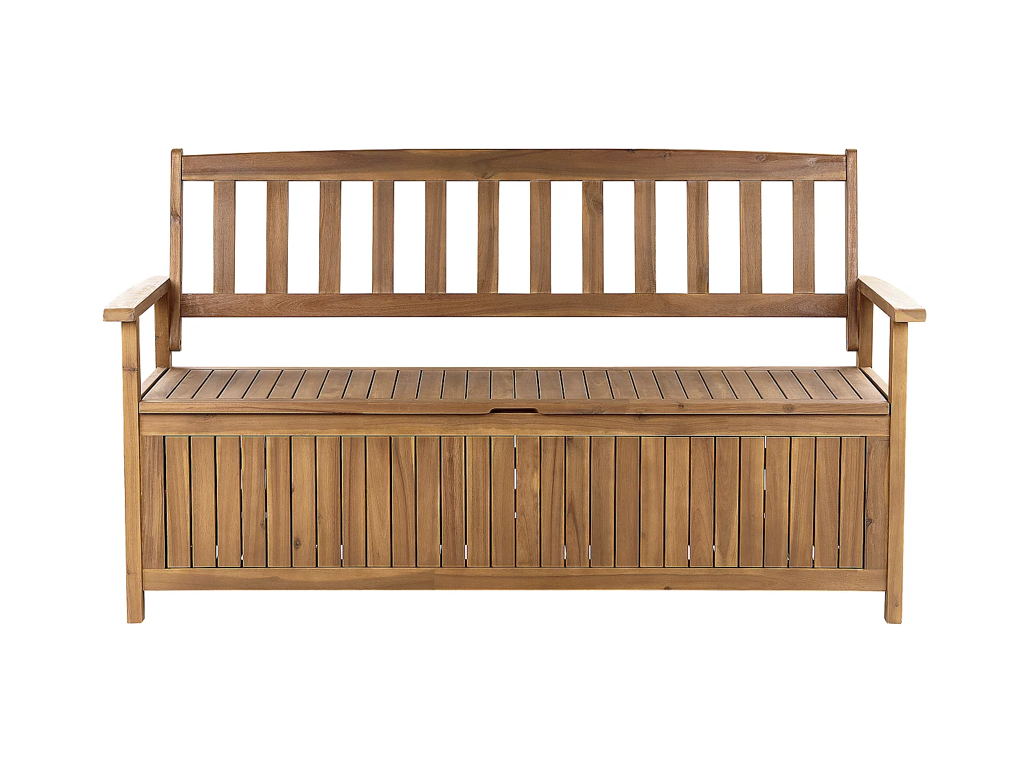 Praktische Gartenbank hellbraunes Akazienholz Stauraum 160 cm Sovana