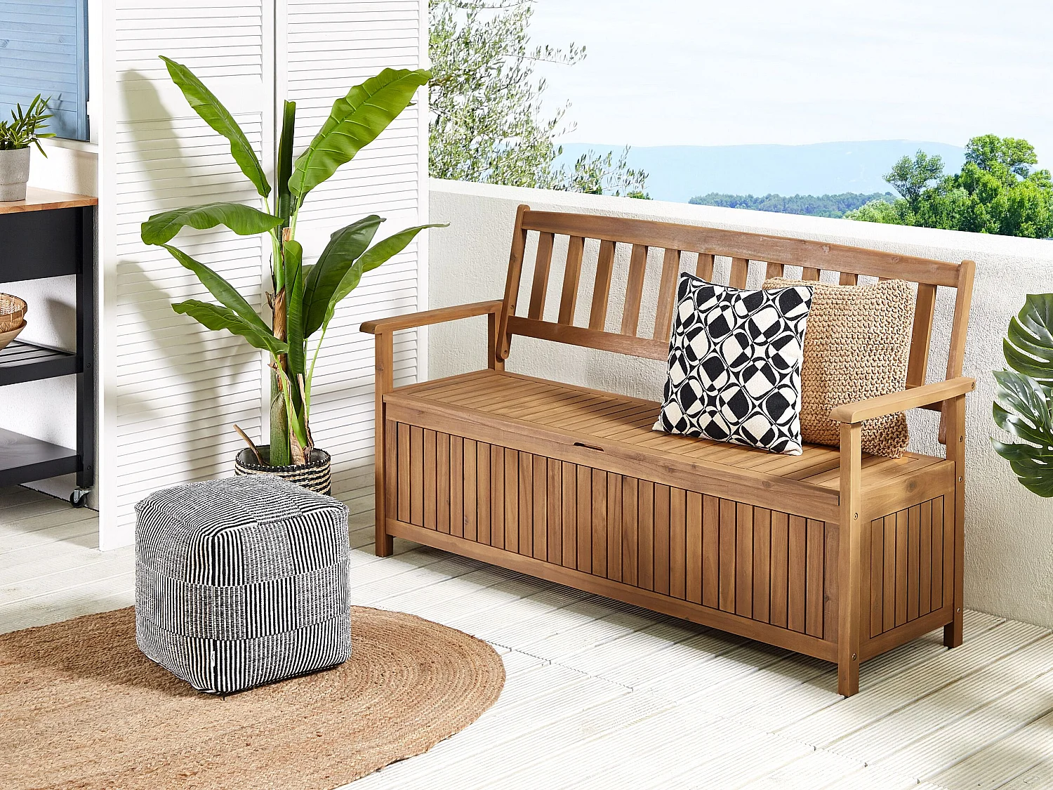 Banc de jardin SOVANA 160 cm avec rangement Acacia Marron