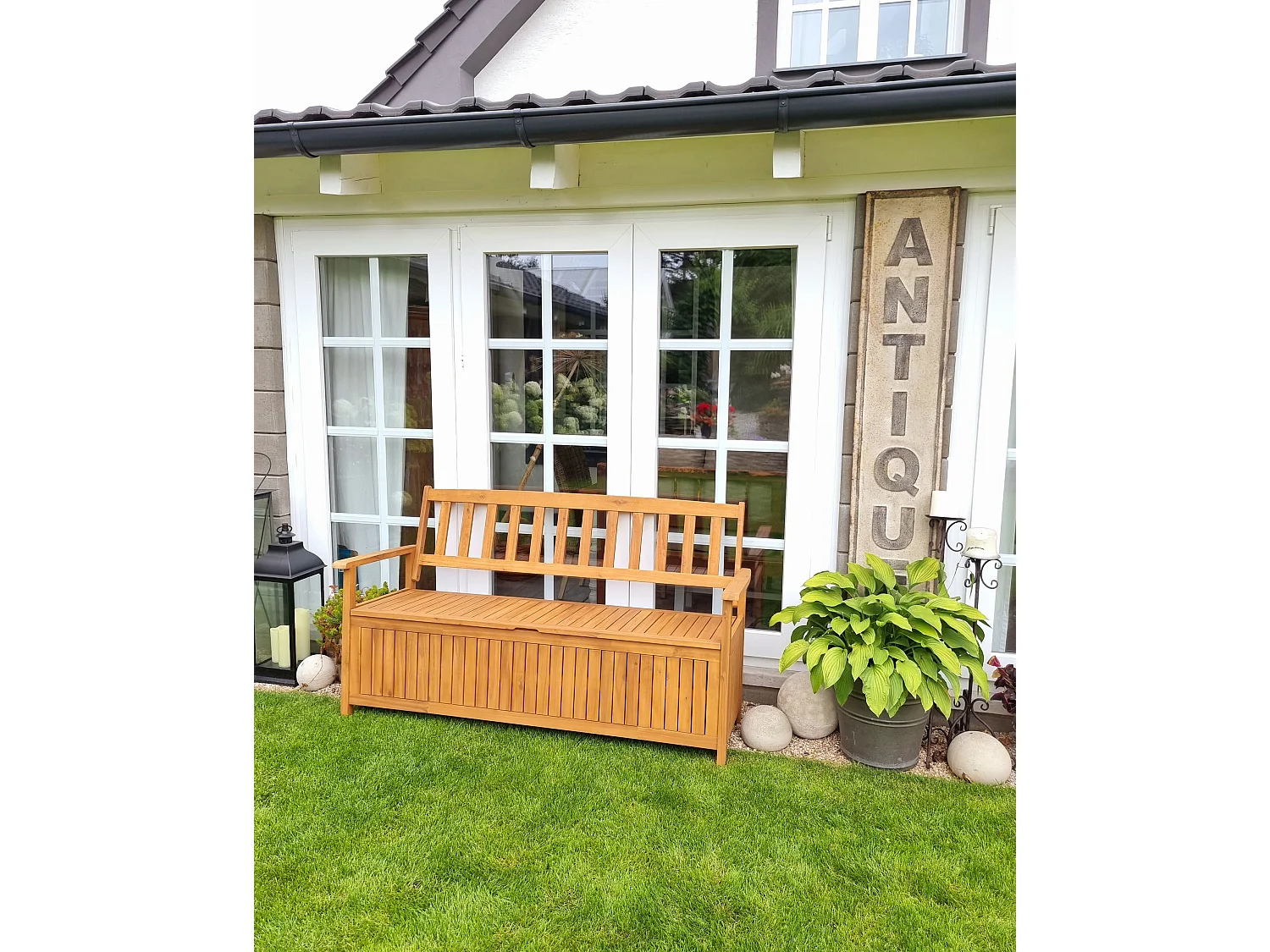 Banc de jardin SOVANA 160 cm avec rangement Acacia Marron