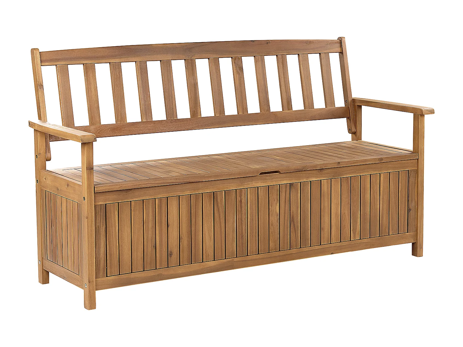 Praktische Gartenbank hellbraunes Akazienholz Stauraum 160 cm Sovana