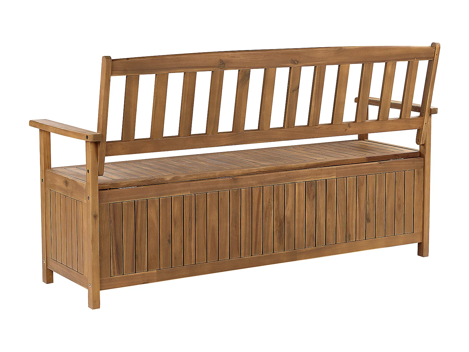 Praktische Gartenbank hellbraunes Akazienholz Stauraum 160 cm Sovana