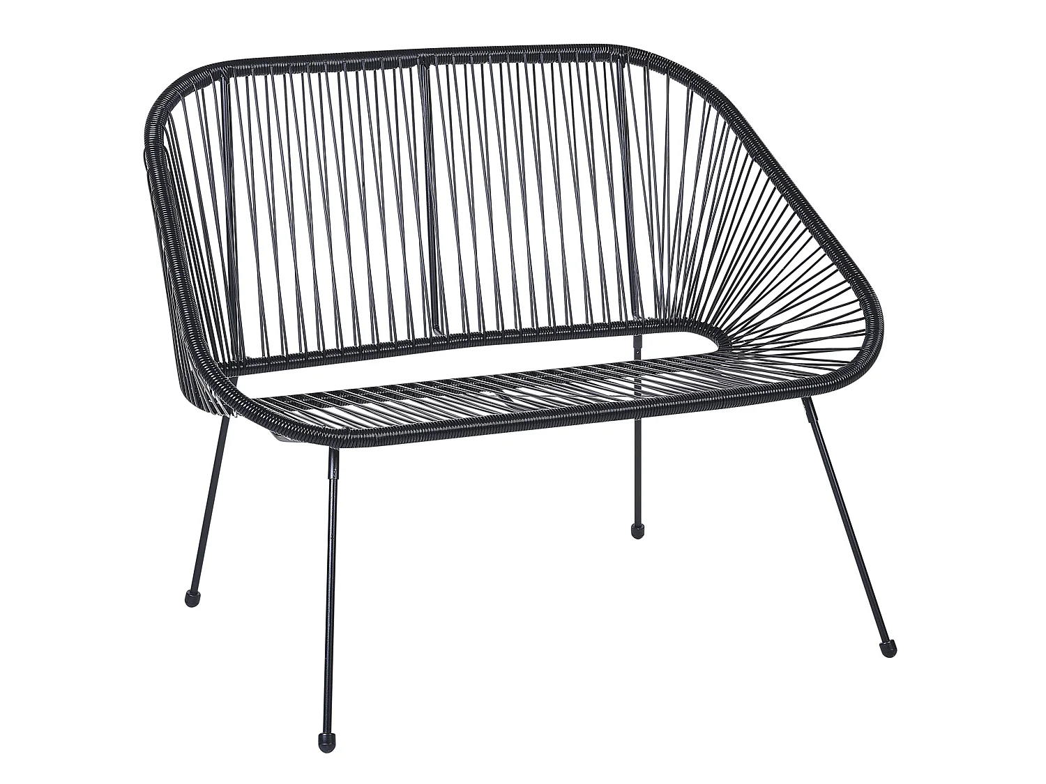 Gartenbank ACAPULCO II 113 cm Polyrattan Schwarz