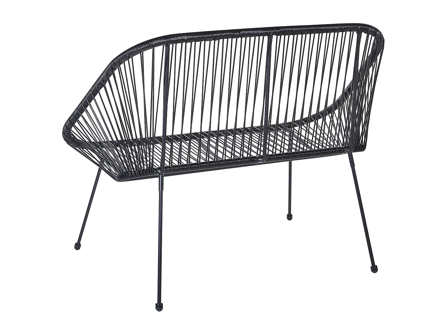 Gartenbank ACAPULCO II 113 cm Polyrattan Schwarz