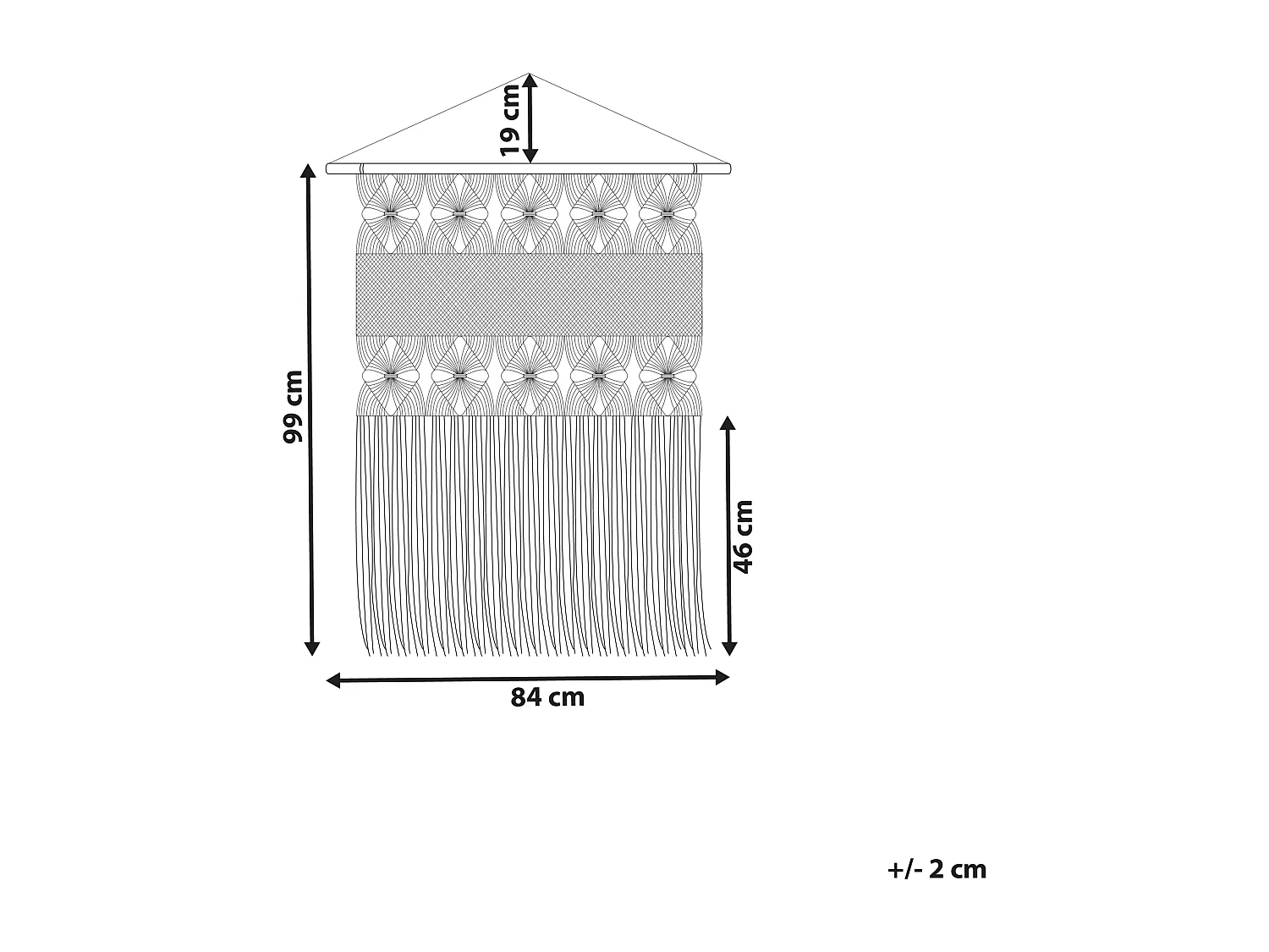 Suspension murale en tissu LAHRI Coton 118 cm Beige