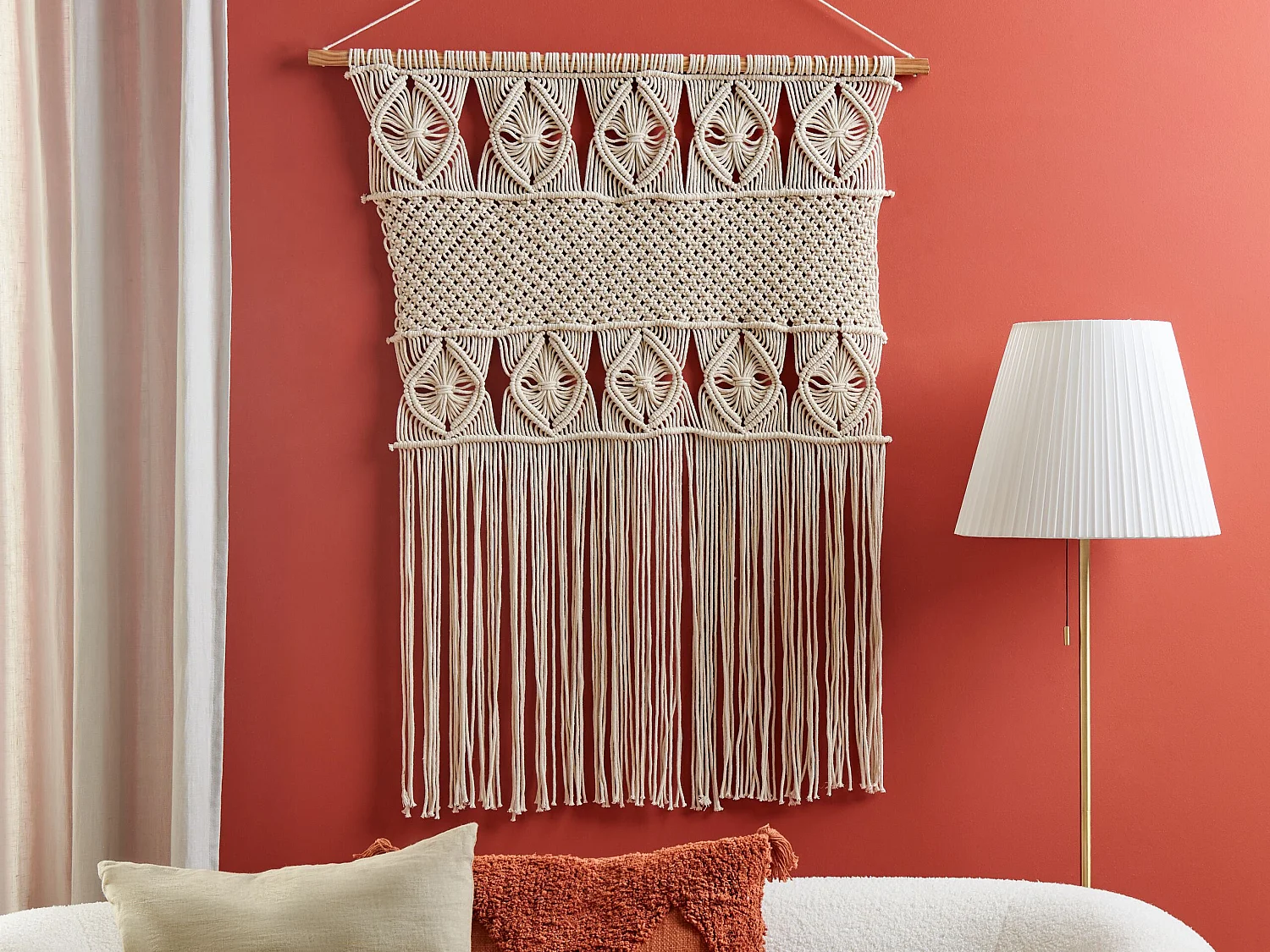 Stoffen wanddecoratie LAHRI Katoen 118 cm Beige