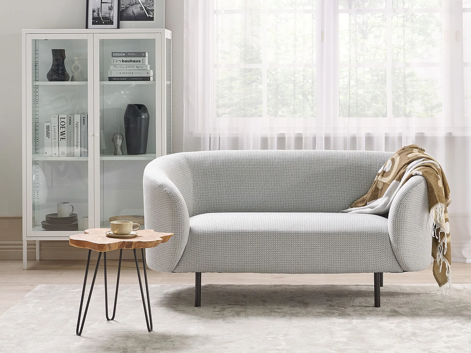 Bank LOEN Stof Zwart/wit 2-zitter