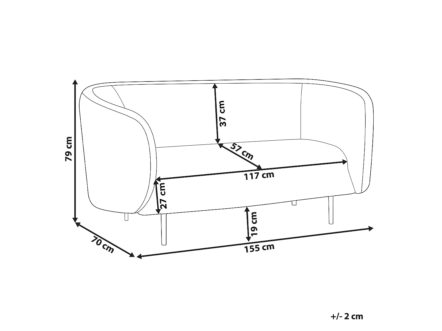 Sofa LOEN Bouclé Schwarz 2-Sitzer